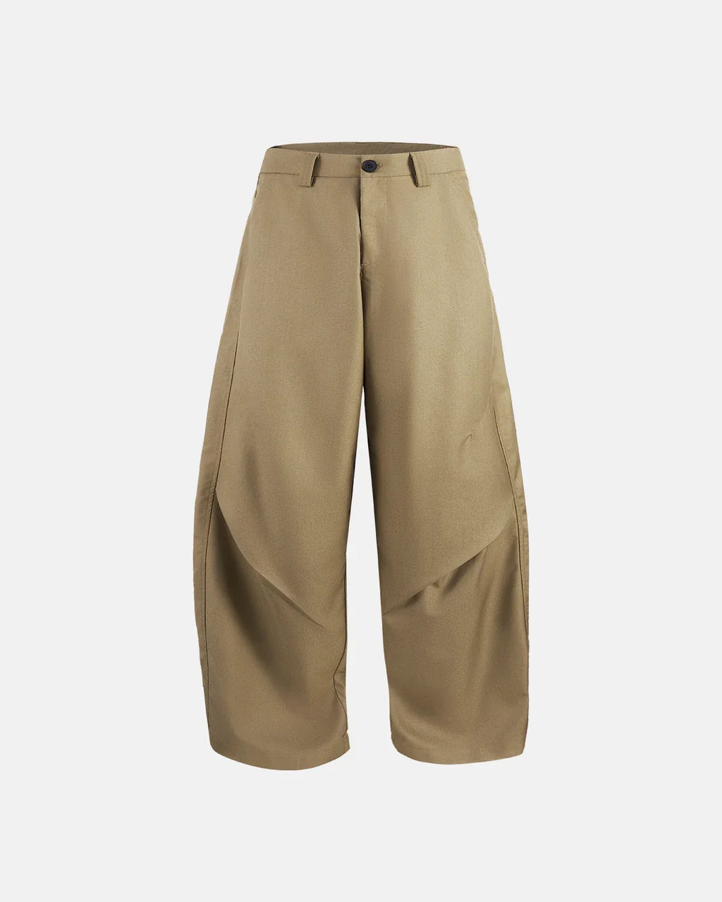 Flation Pleated Barrel Tailored Pants displayed on a model, showcasing the high-waisted, pleated design and tailored fit.