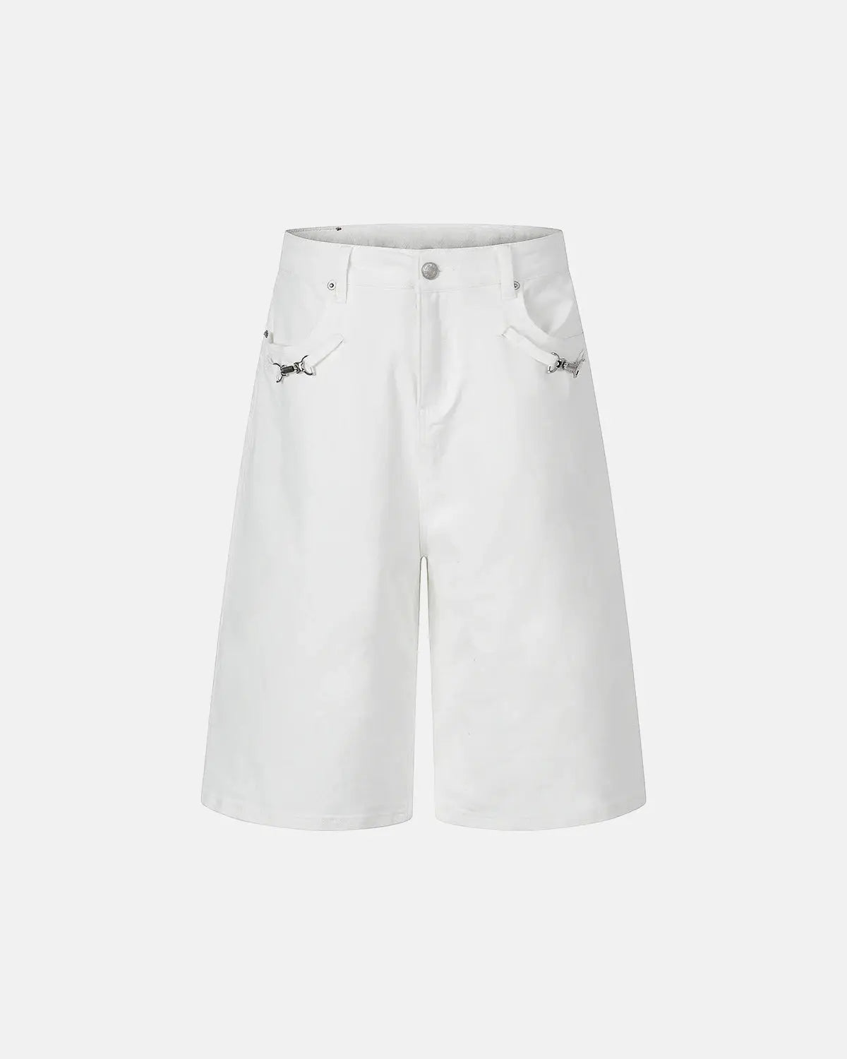 Inflation Back Buckle Longline Casual Shorts, stylish pants with back buckle detail, perfect for urban streetwear fashion.