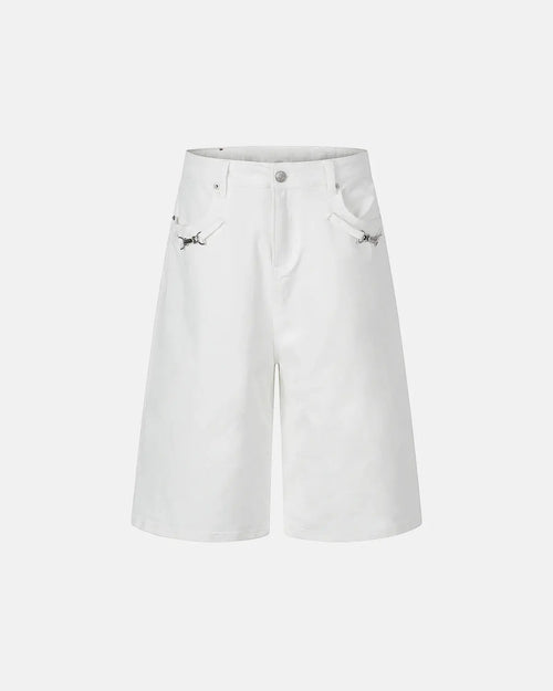 Inflation Back Buckle Longline Casual Shorts, stylish pants with back buckle detail, perfect for urban streetwear fashion.
