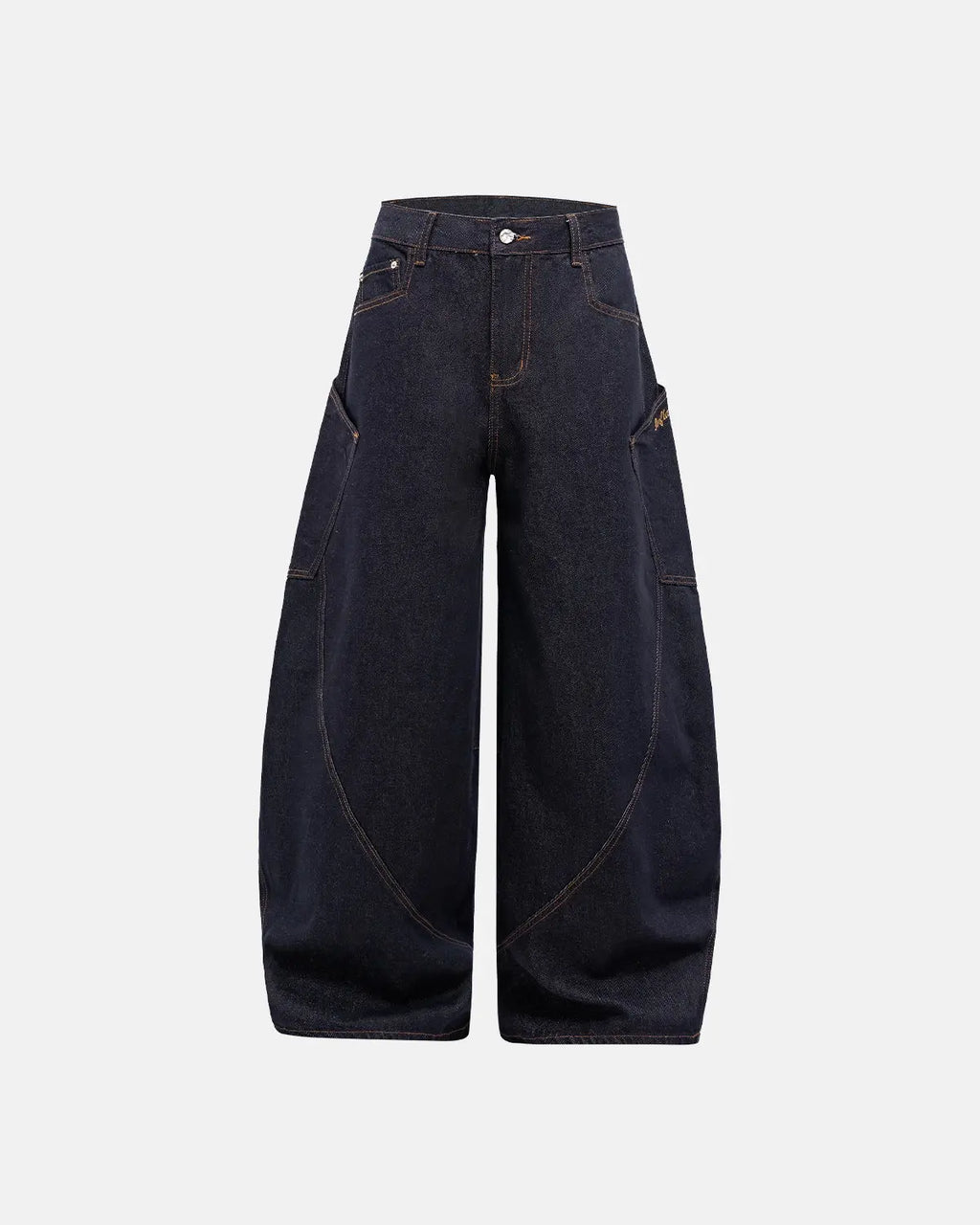Flation Super Raw Barrel Jeans featuring distressed denim and raw hem, styled with a relaxed streetwear look.