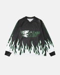 Inflation Flame Print Mesh Tee featuring bold flame design, lightweight mesh fabric, and streetwear style.