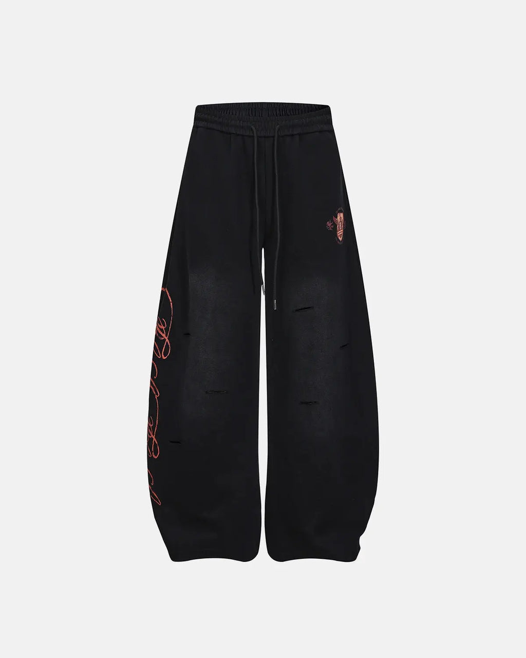 Vintage Washed Barrel Sweatpants by INFLATION Streetwear, featuring relaxed fit and distressed denim texture.