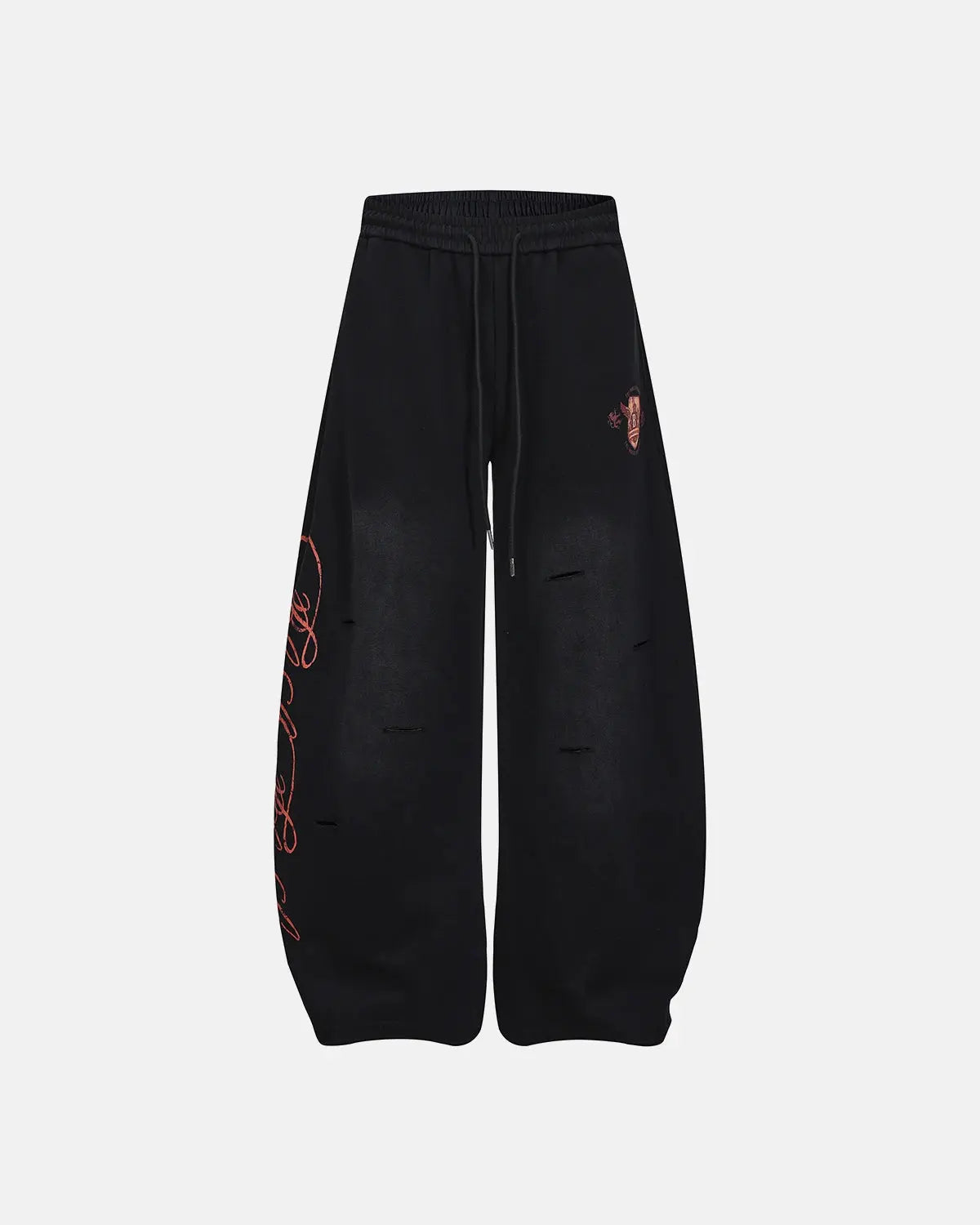 Vintage Washed Barrel Sweatpants by INFLATION Streetwear, featuring relaxed fit and distressed denim texture.