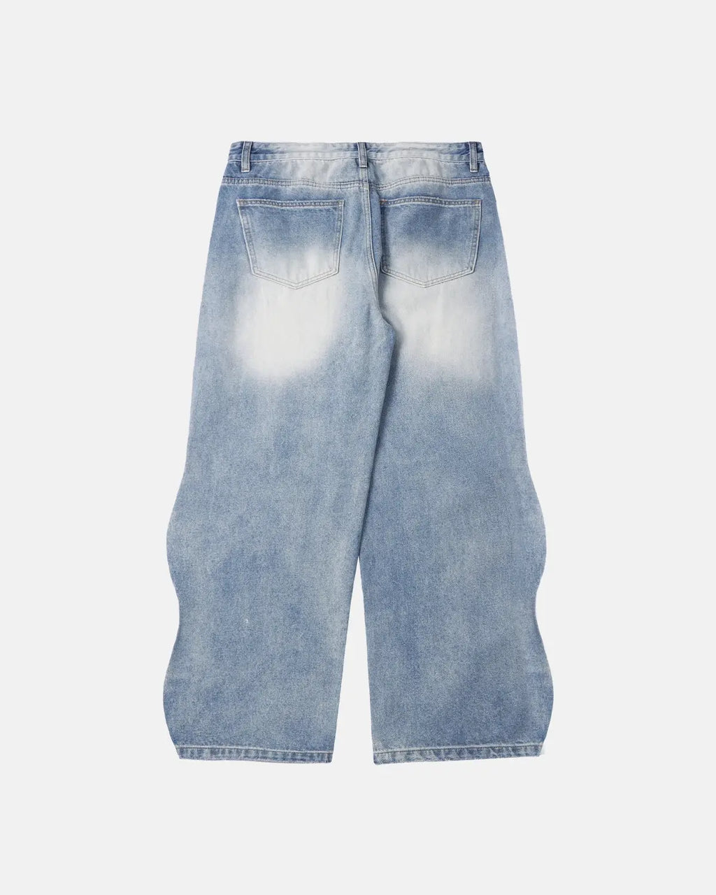 InflationUS Wave Washed Baggy Jeans, relaxed fit denim pants with light wash and casual style, shown on a model.