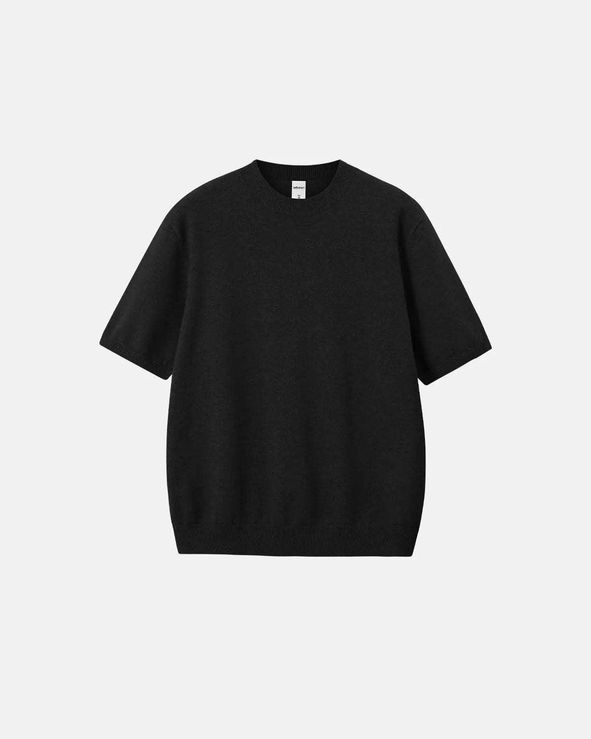 Inflation Streetwear short-sleeved crewneck sweater, knitwear in a relaxed fit, displayed on a neutral background.