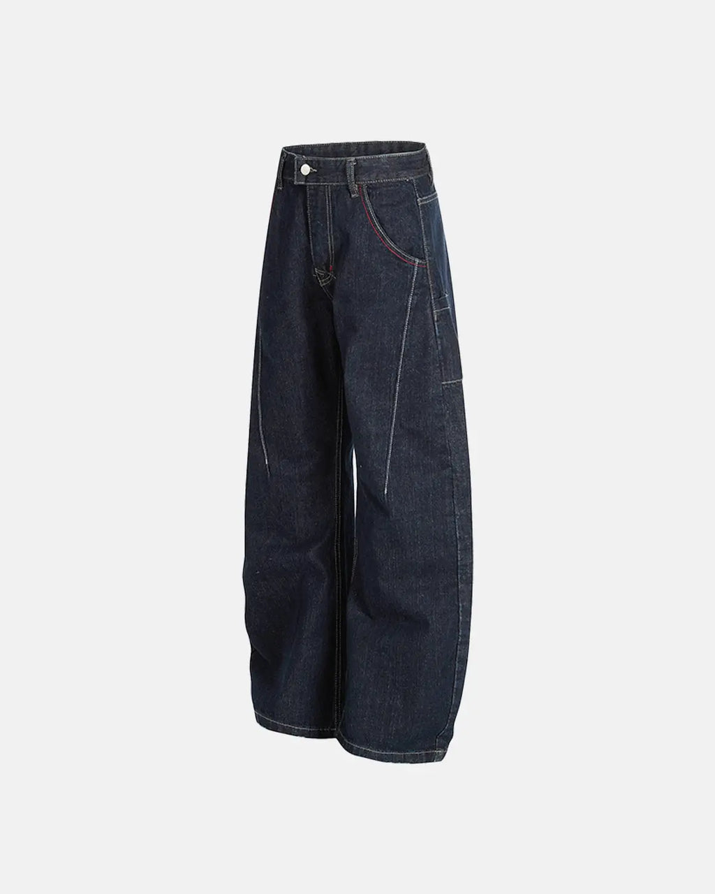 Raw blue deconstructed baggy jeans from Inflation Streetwear, featuring relaxed fit and distressed details.