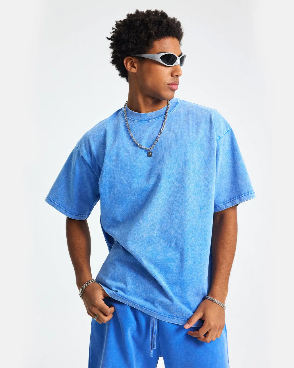 Snow Washed Oversized T-Shirt by INFLATION, featuring a relaxed fit and casual streetwear style, shown in a front view.