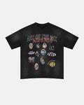 Inflation Streetwear graphic print washed oversized T-shirt with bold design and relaxed fit, casual streetwear style.