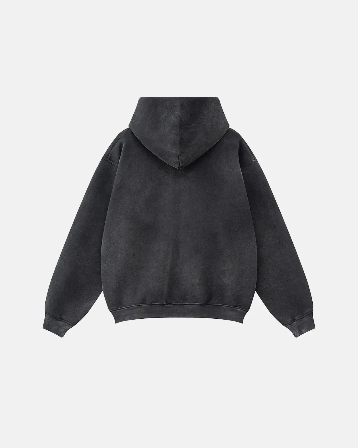 Flation Washed Graphic Zip-Up Hoodie with front zipper, casual fit, and graphic design on soft, washed fabric.