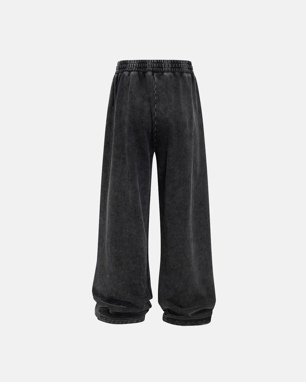 Flation straight leg acid wash sweatpants with relaxed fit and distressed denim look, casual streetwear style.