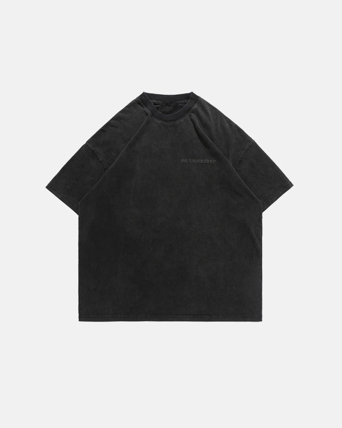 Inflation Streetwear Puff Print Washed T-Shirt, casual black tee with textured puff print design, soft fabric and relaxed fit.