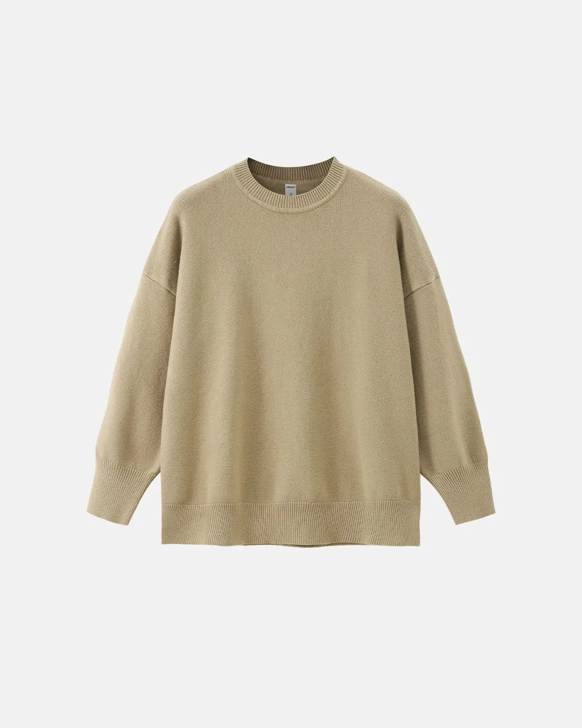 Inflation Streetwear crew neck knit sweater in neutral color, featuring a cozy, textured knit fabric and classic fit.