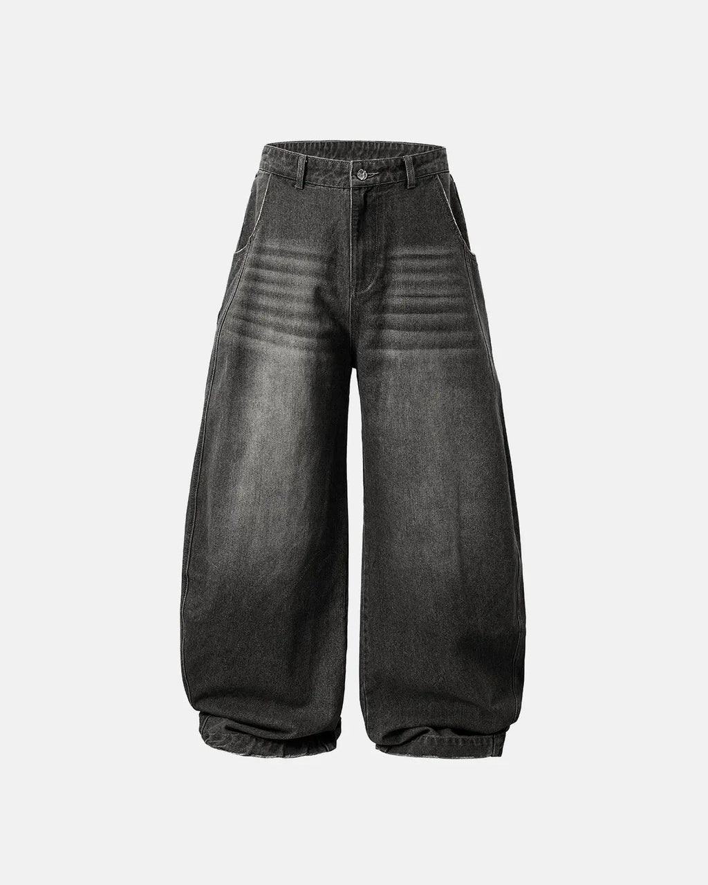 Flation Washed Barrel Baggy Jeans, relaxed fit denim pants with a washed finish, stylish and comfortable for casual wear.
