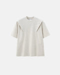 Deconstructed oversized Flation Streetwear T-shirt with layered design and casual fit, shown in a close-up front view.