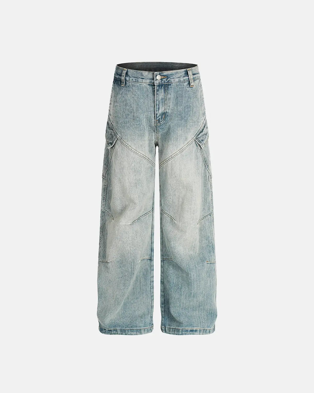 Inflation Stitching Bamboo Weave Baggy Jeans with relaxed fit and detailed stitching, perfect for streetwear fashion.