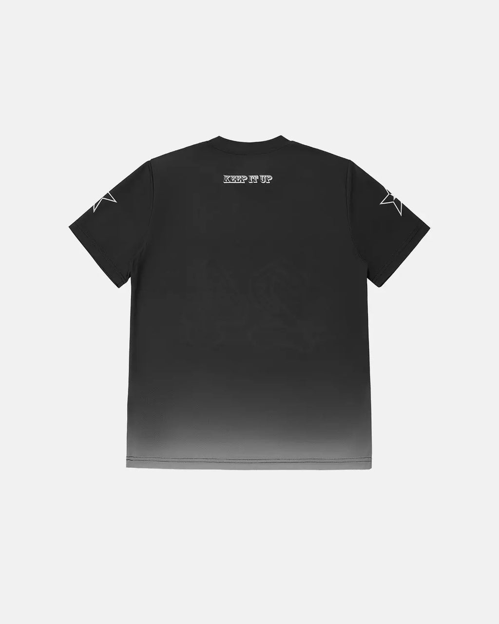 Flation Gradient Number Graphic Jersey Tee featuring colorful numeral design on casual streetwear jersey top
