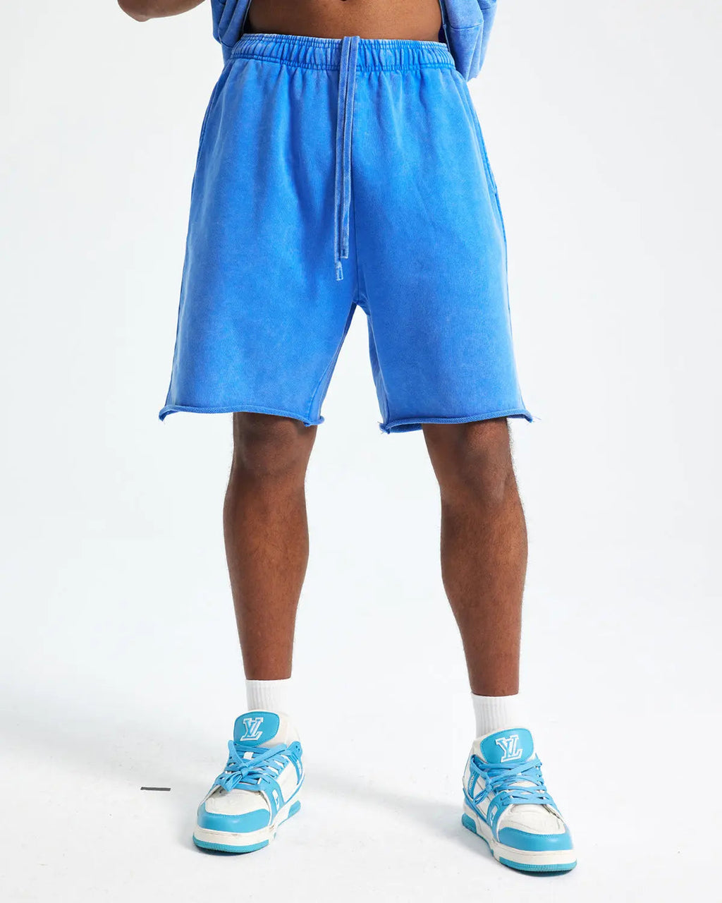 Inflation Heavyweight Washed Sweat Shorts, casual streetwear pants with a relaxed fit and distressed washed fabric.
