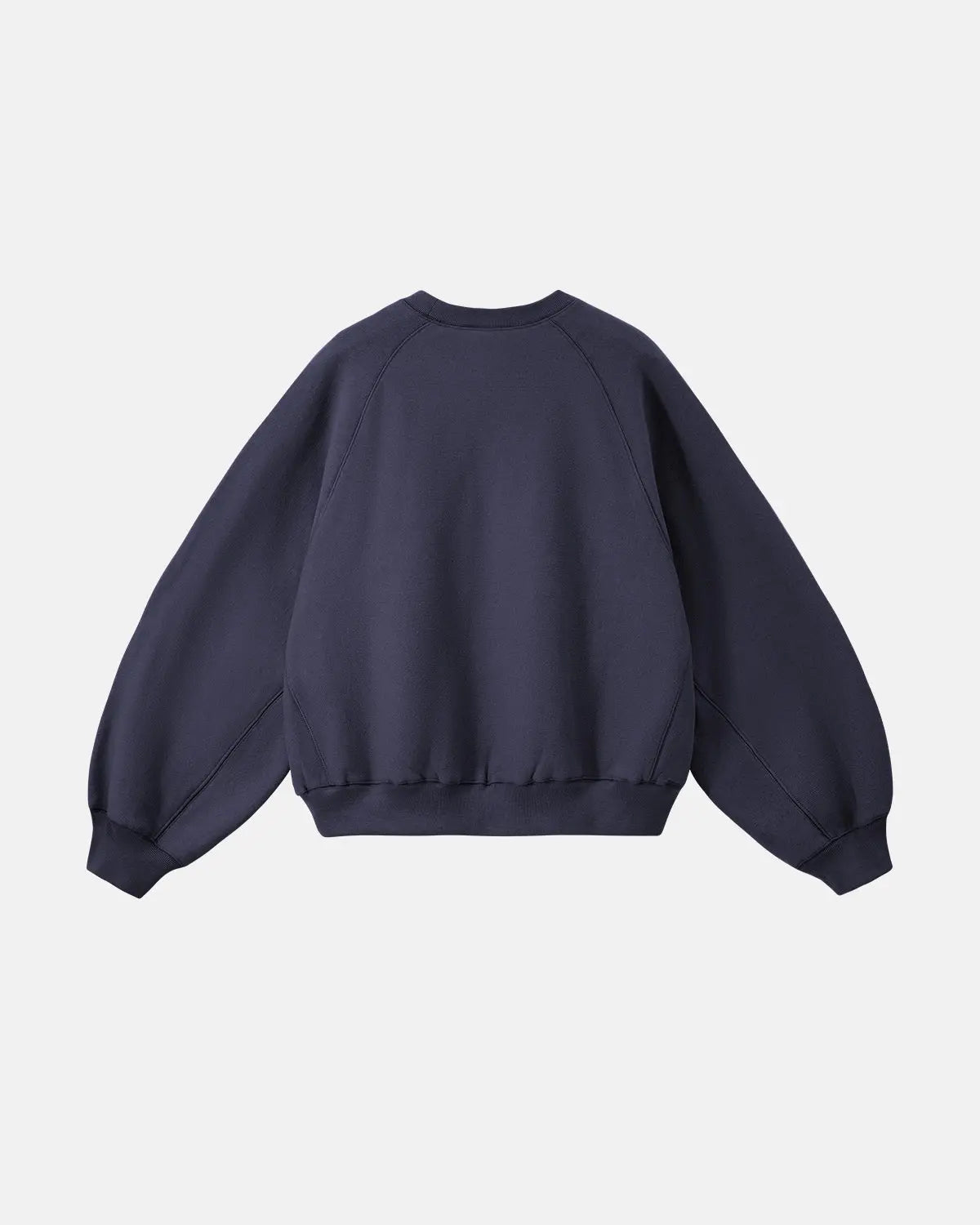 Inflation streetwear batwing sleeve fleece crewneck sweatshirt in black, showing its relaxed fit and cozy fleece material.