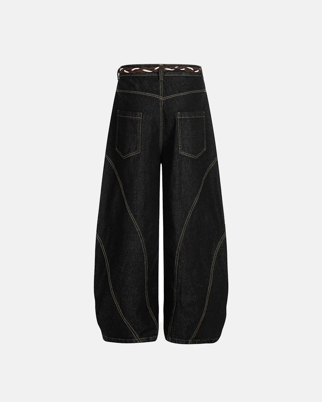 Flation Acid Wash Stitching Baggy Jeans with distressed details, relaxed fit, and prominent stitching, streetwear style.