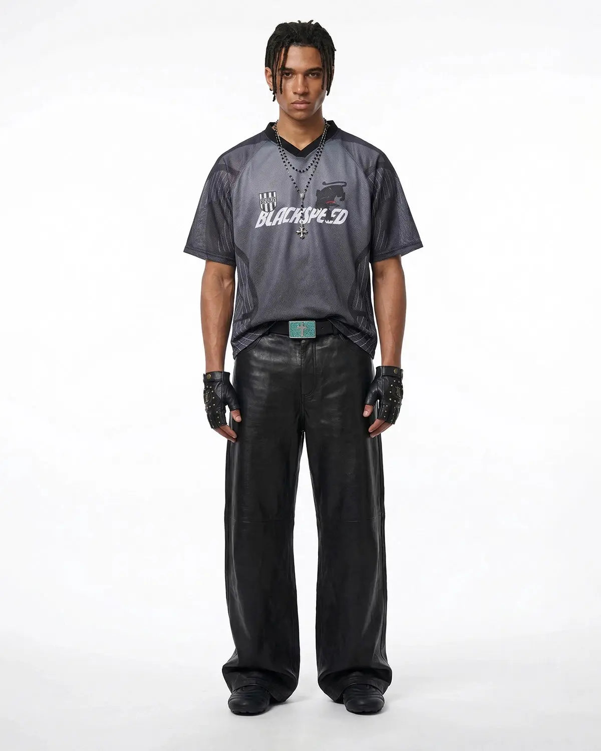 Inflation Athletic Panel Mesh Jersey T-shirt with breathable mesh panels and bold streetwear style, black with graphic accents.