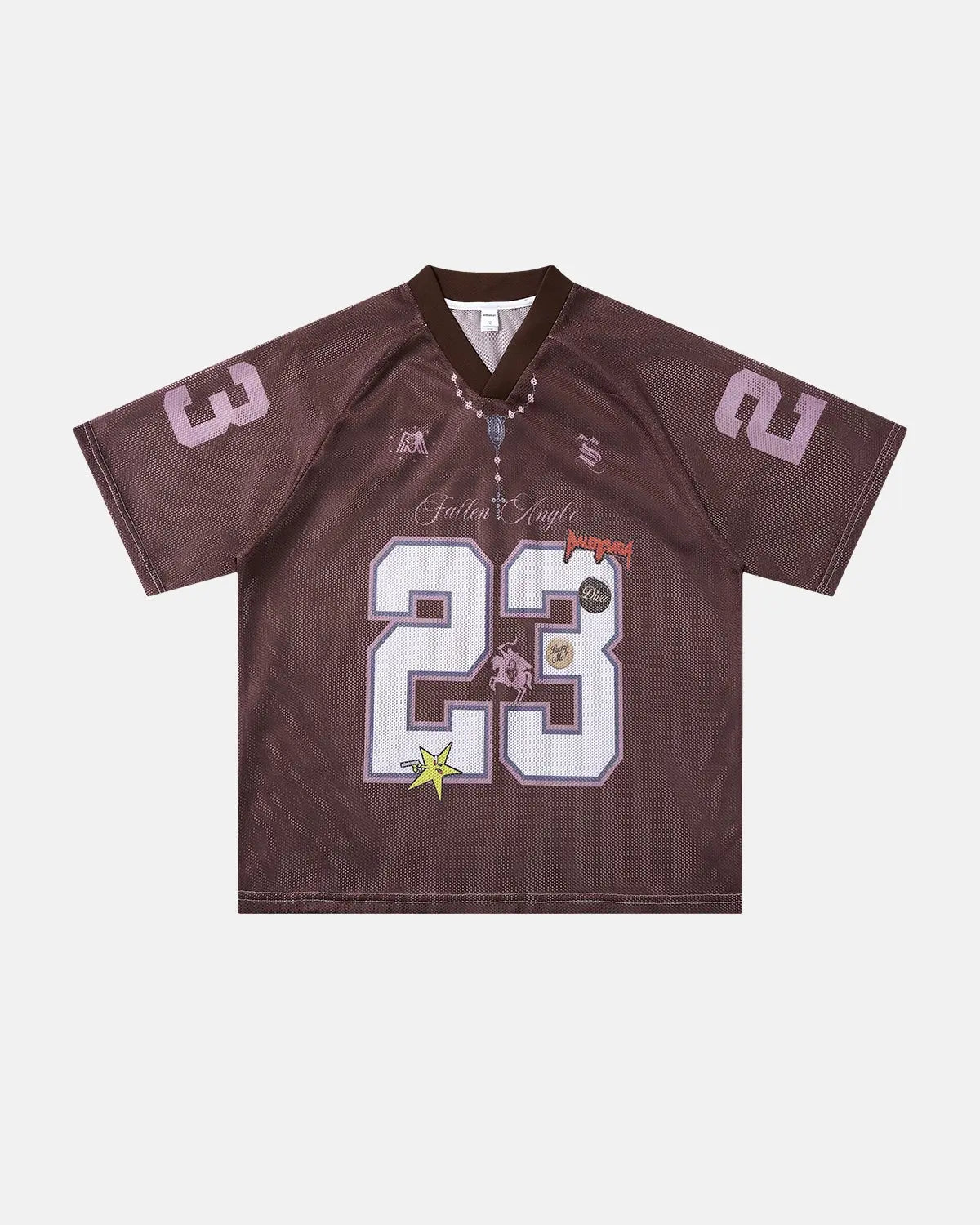 Pink mesh jersey T-shirt from Inflation Streetwear with number 23 graphic, lightweight and breathable fabric.