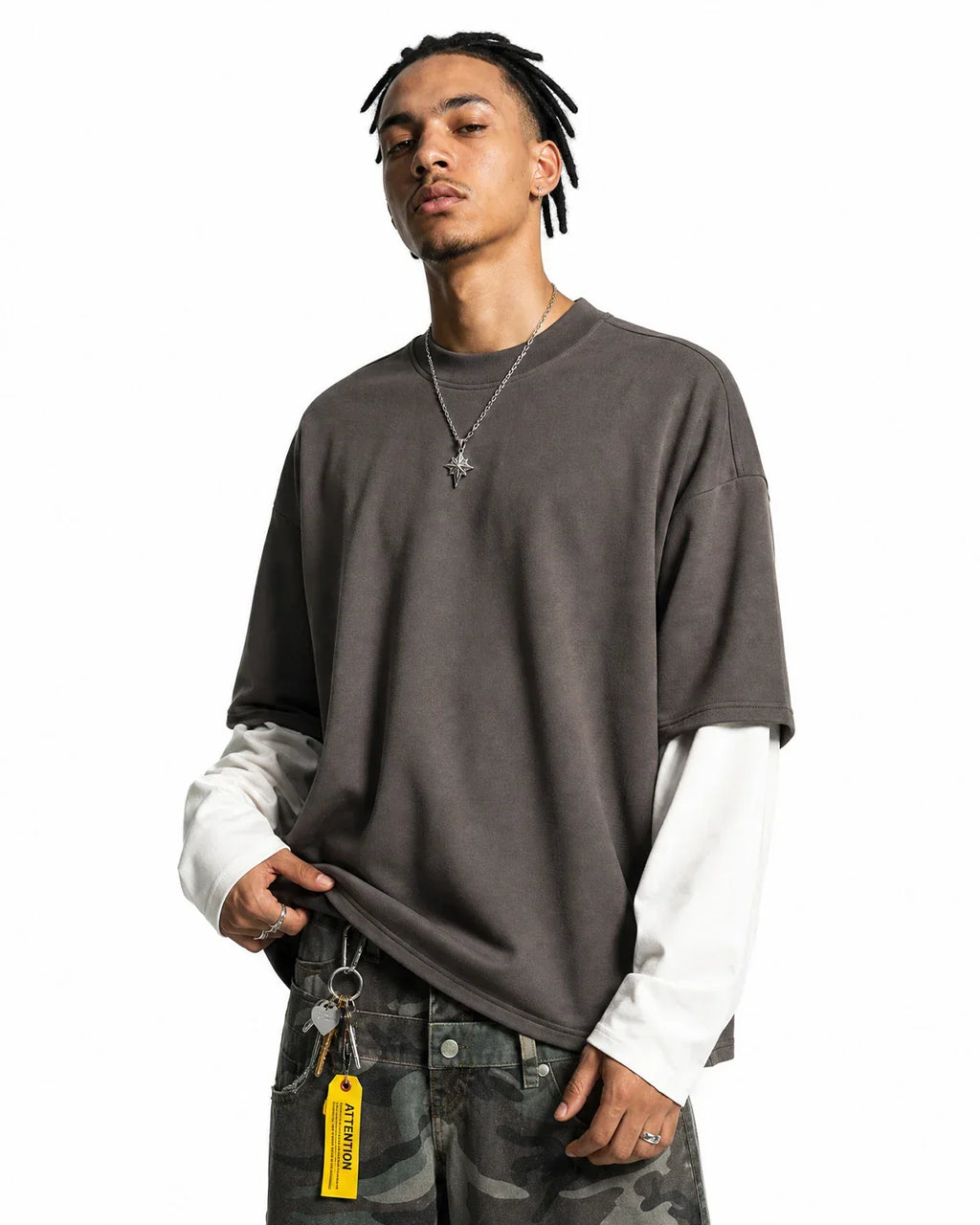 Color block long sleeve tee by Flation Streetwear, featuring bold color blocking and a casual fit in a stylish design.