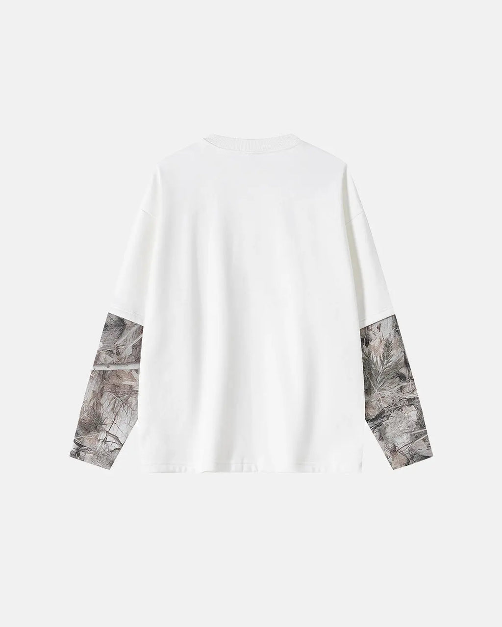 Camo layered oversized T-shirt by Flation Streetwear featuring a relaxed fit and camouflage pattern with layered design details.