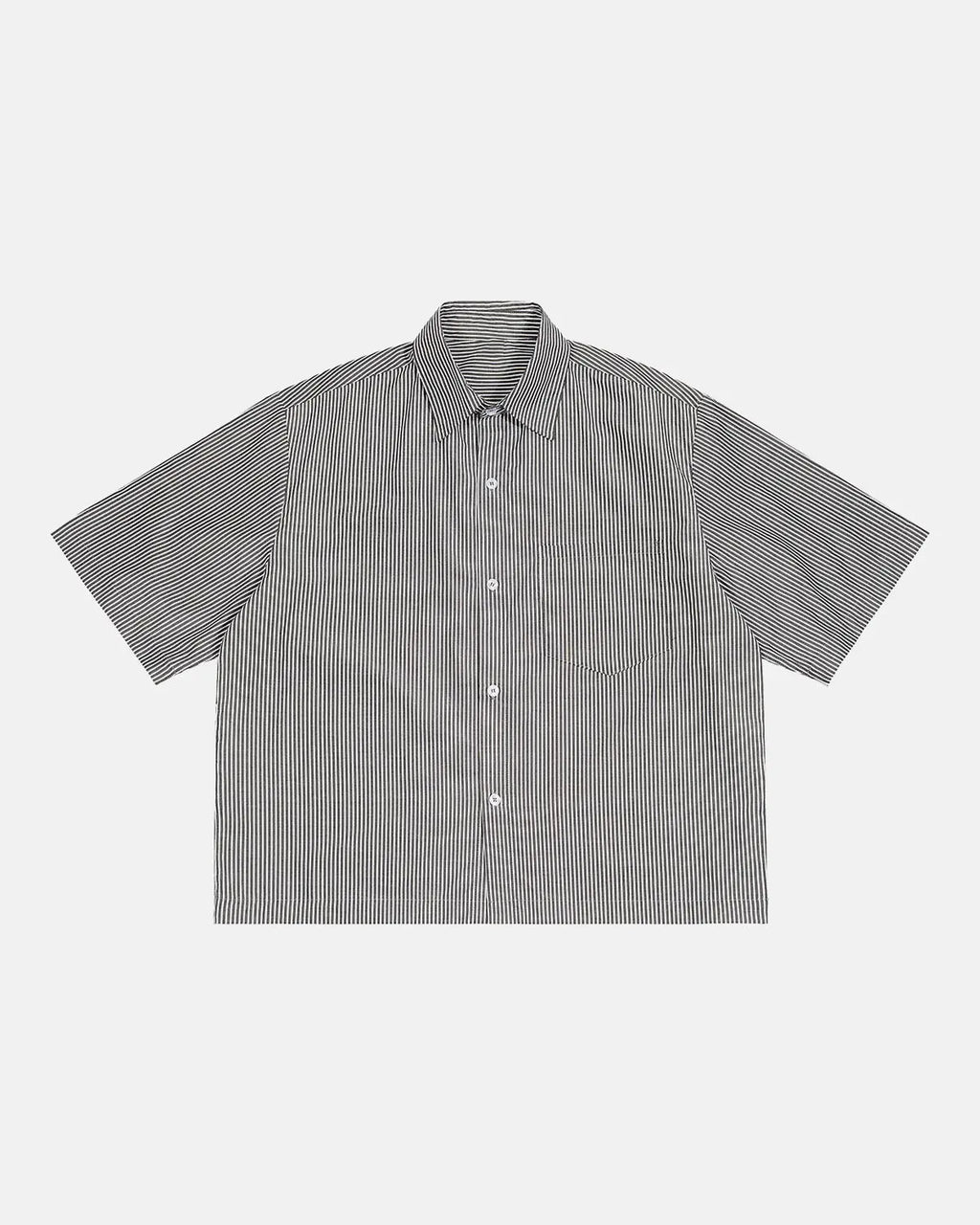 Inflation Streetwear boxy striped short-sleeve shirt with bold horizontal stripes, relaxed fit, and casual style.