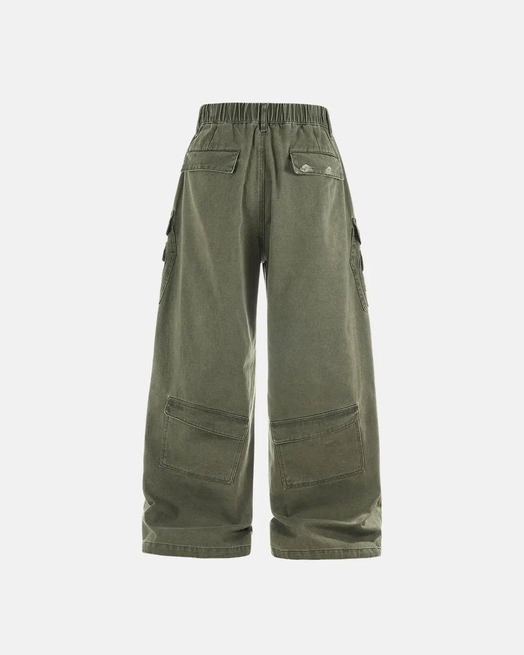 Inflation Streetwear Garment Wash Ripped Cargo Pants with distressed details and multiple pockets, casual streetwear style.