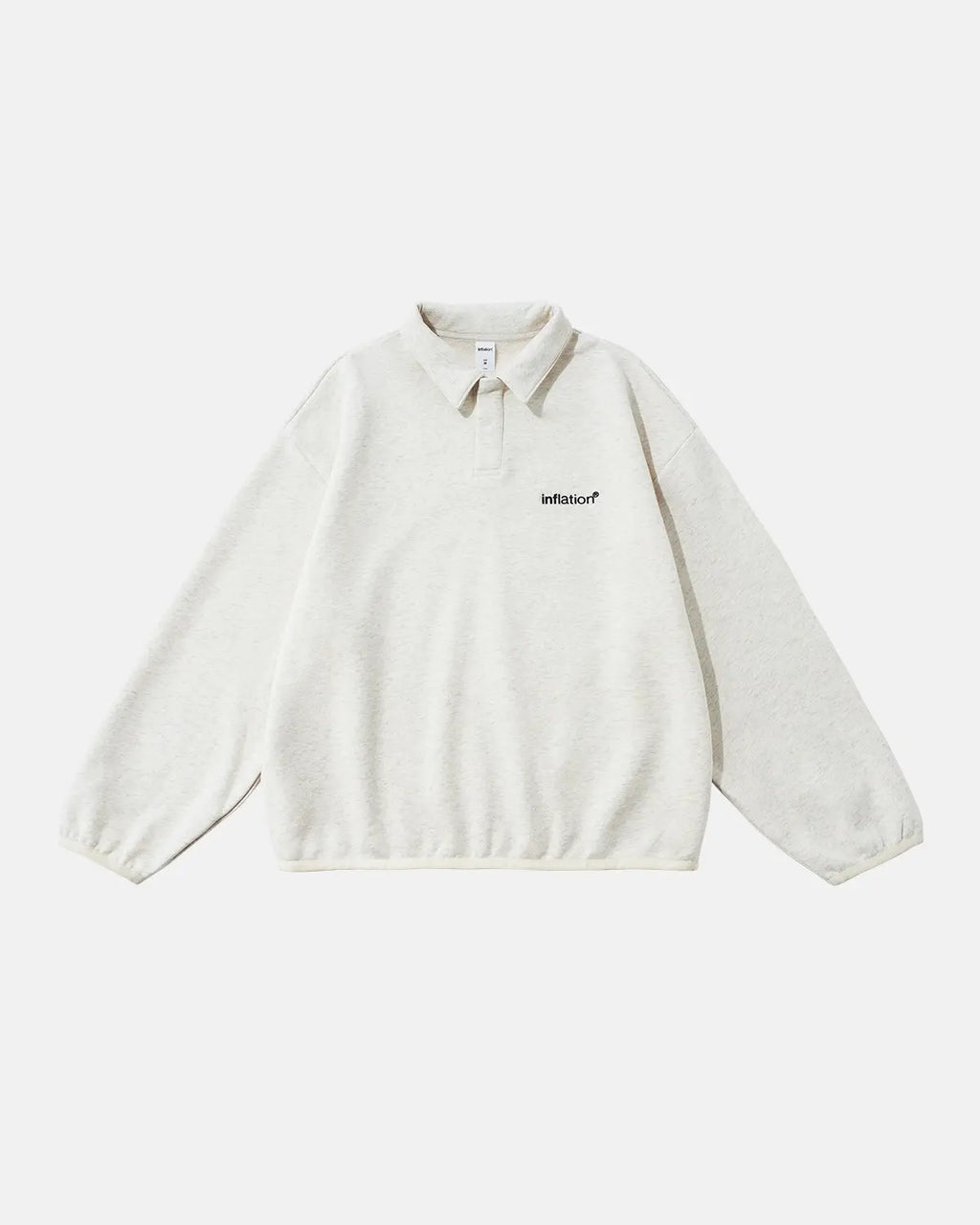 Flation Brand Quarter Polo Sweatshirt in streetwear style with a relaxed fit and comfortable design, shown in a casual setting.