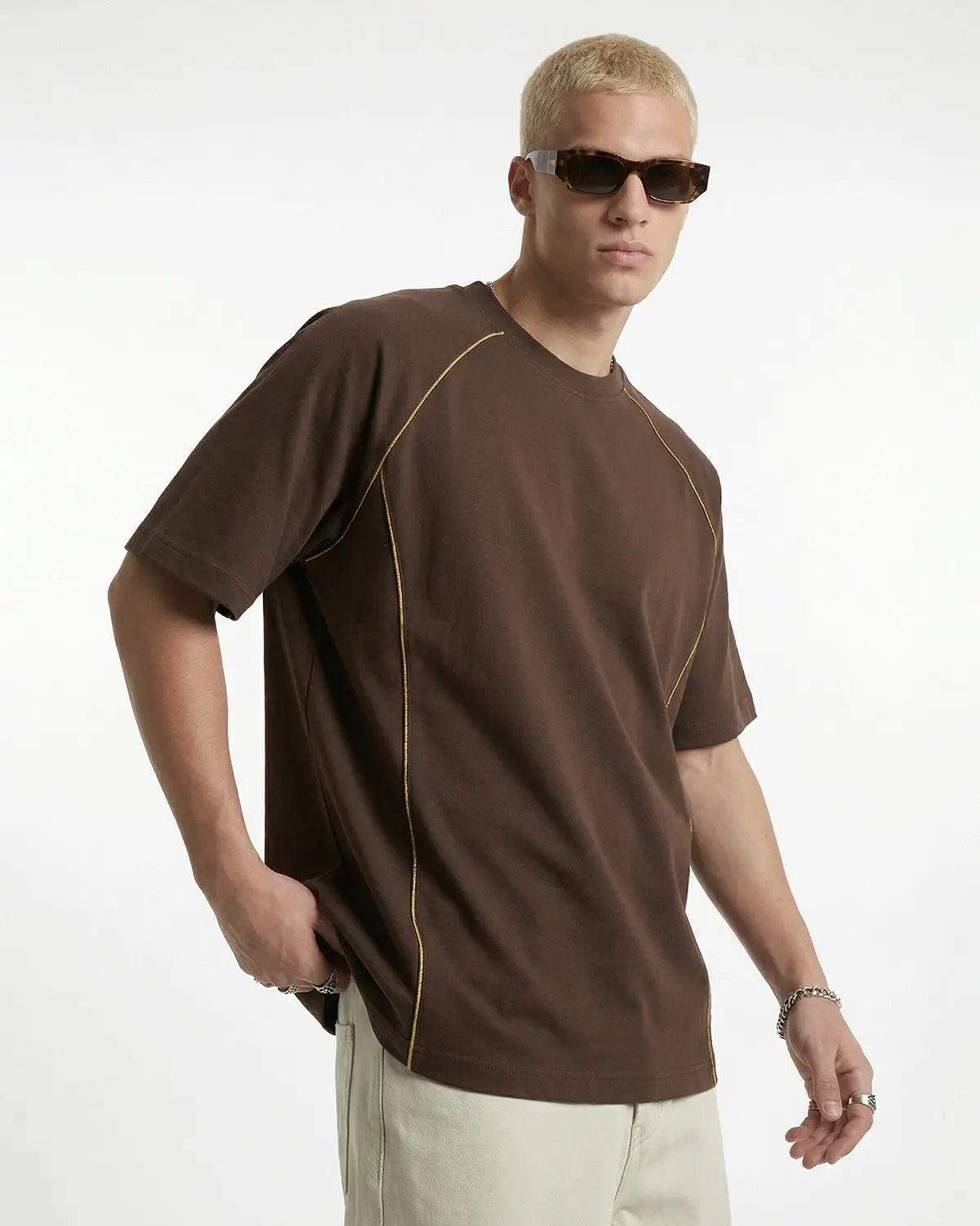 Lightweight stitching activewear tee by INFLATION, designed for comfort and style, featuring breathable fabric and modern streetwear style.