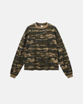 Boxy camo T-shirt in khaki by Flation Streetwear, featuring a relaxed fit and camouflage pattern on soft fabric.