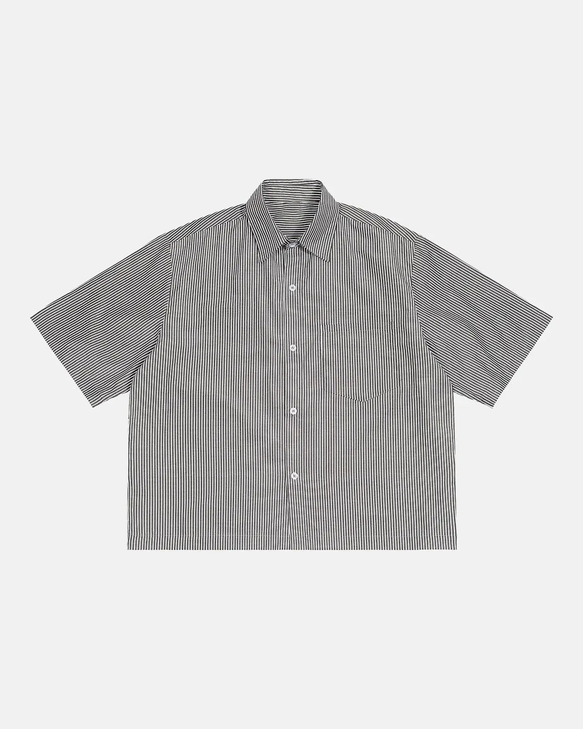 Inflation Streetwear boxy striped short-sleeve shirt with bold horizontal stripes and relaxed fit, casual streetwear style.