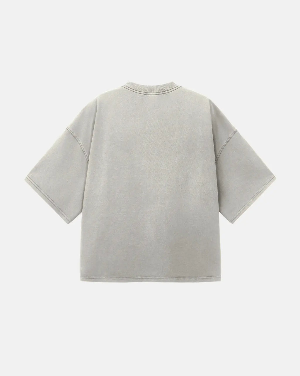 Distressed boxy washed T-shirt by Flation Streetwear, featuring a relaxed fit and vintage-inspired, faded fabric design.