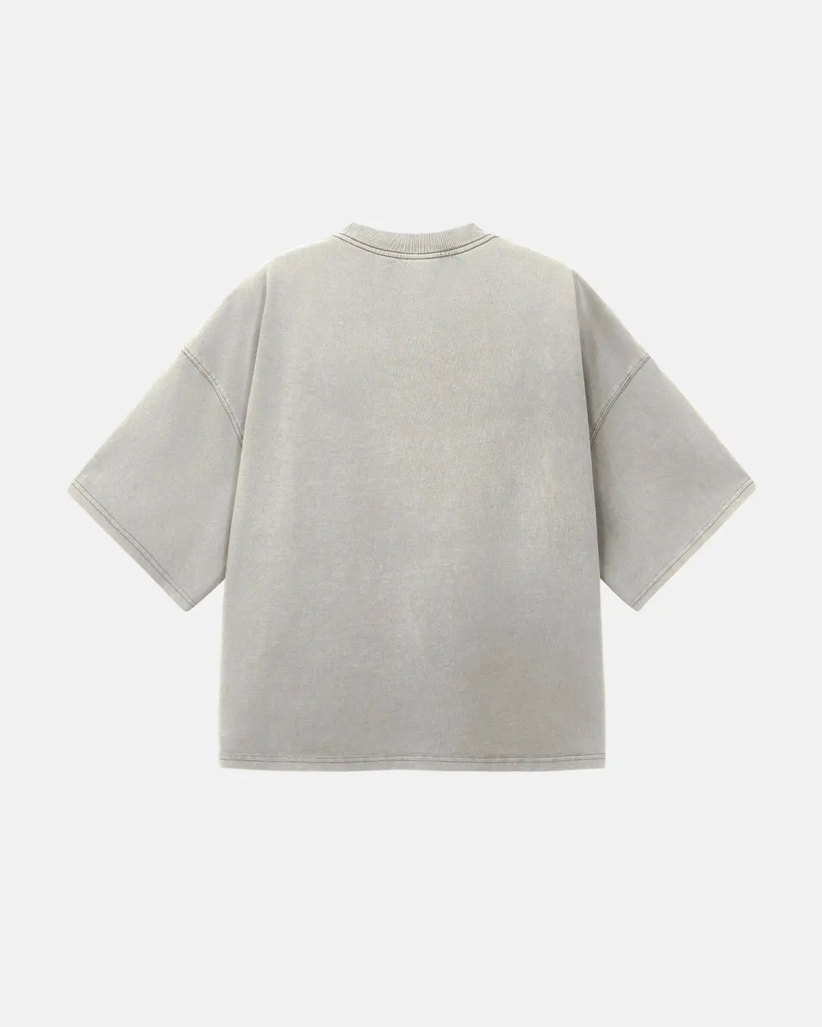 Distressed boxy washed T-shirt by Flation Streetwear, featuring a relaxed fit and vintage-inspired, faded fabric design.