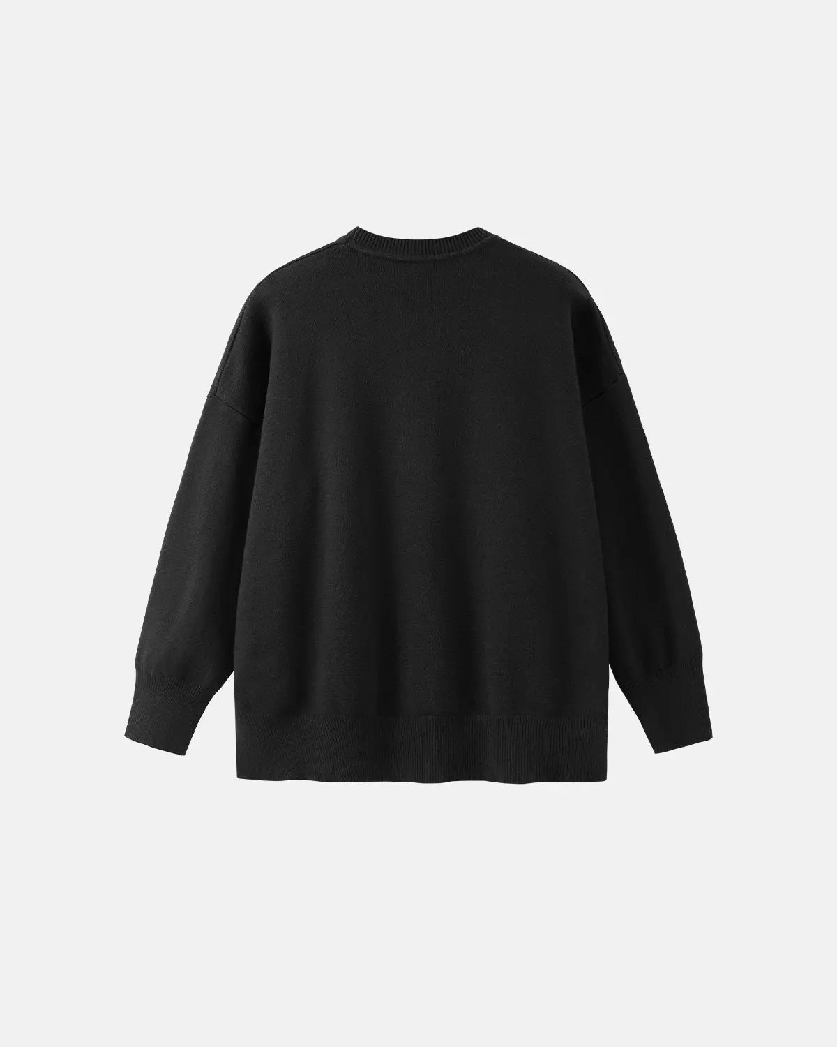 Inflation Streetwear crew neck knit sweater in soft fabric, featuring a classic fit and ribbed cuffs, displayed on a neutral background.