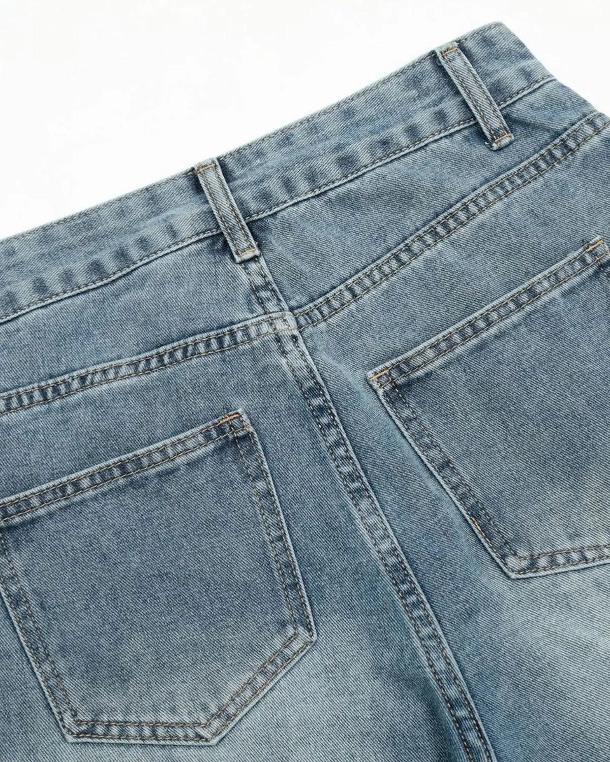 Flation streetwear multi pockets baggy barrel jeans with relaxed fit and multiple cargo-style pockets, denim fabric, casual style.