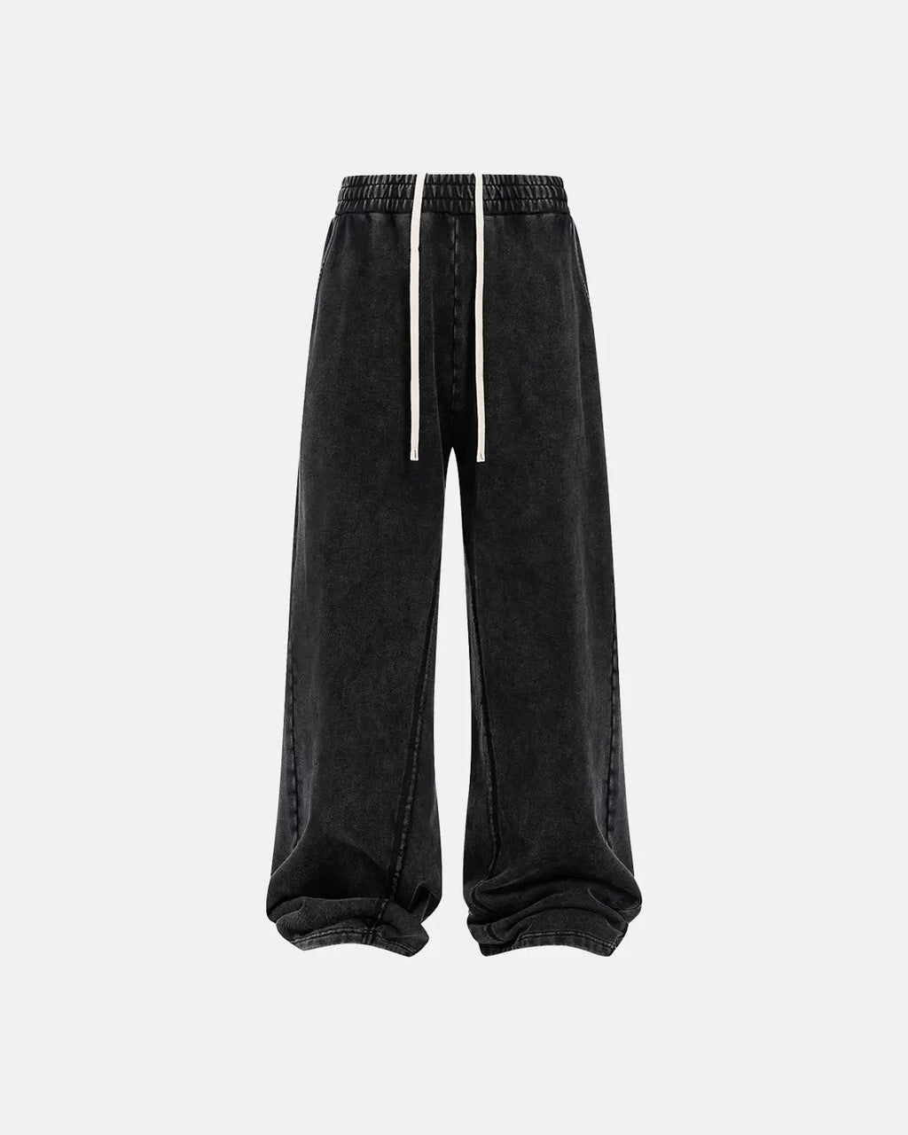 Flation Straight Leg Acid Wash Sweatpants displayed with a relaxed fit and distressed denim-inspired design.