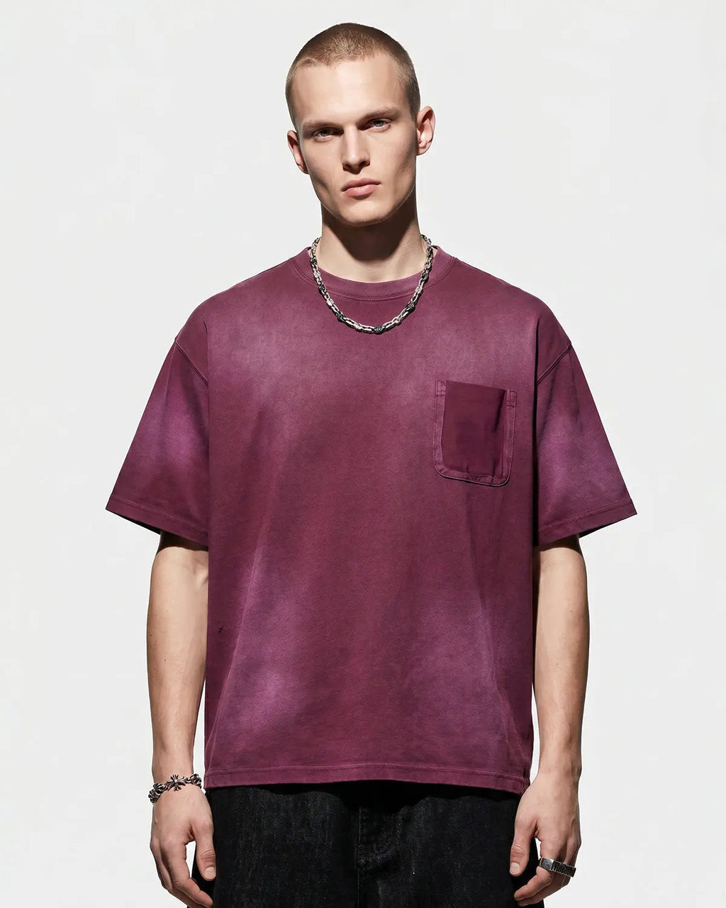 Inflation Streetwear Monkey Wash distressed t-shirt with faded print and casual fit, featuring a relaxed, vintage-inspired design.