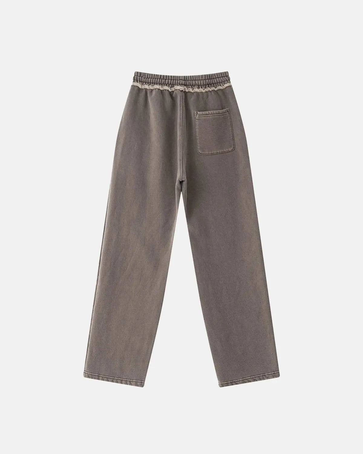 Light gray patchwork straight leg sweatpants by Flation Streetwear, featuring a comfortable fit and casual style.