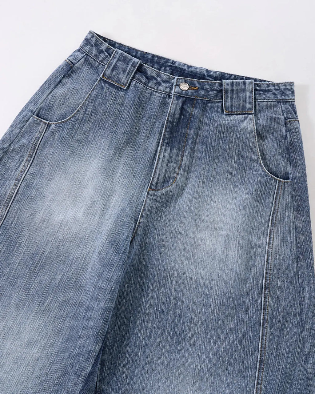 Bamboo weave barrel jeans by INFLATION streetwear featuring a relaxed fit and unique textured bamboo fabric design.