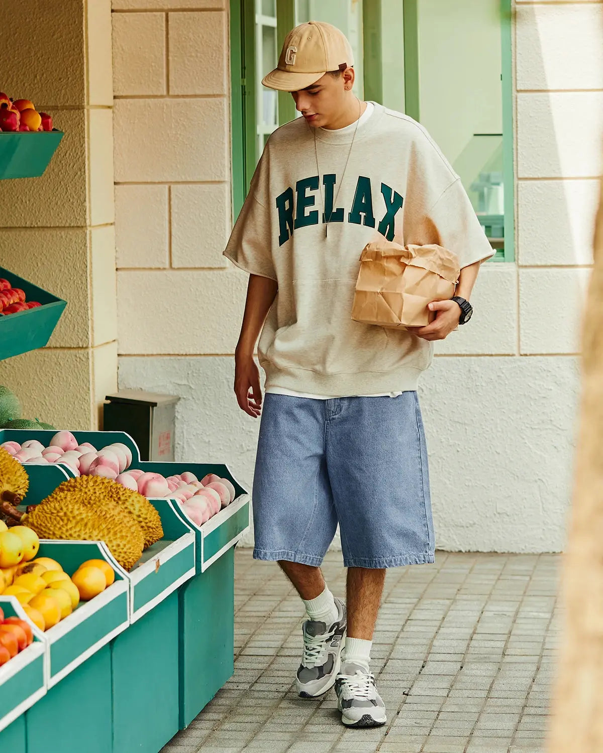 Light-wash Flation Vintage Straight Washed Jorts denim pants with distressed details and classic five-pocket design.
