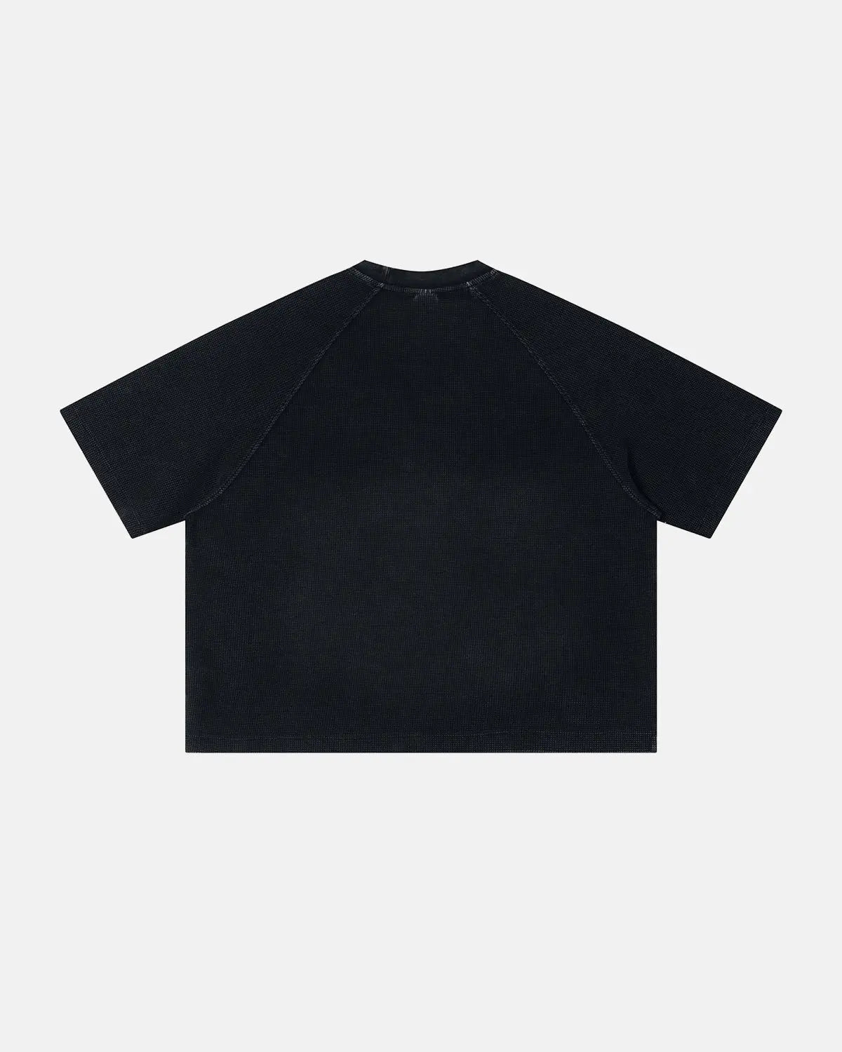 Washed graphic boxy waffle T-shirt by INFLATION Streetwear featuring a textured fabric and bold printed design.