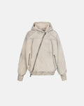 Washed boxy asymmetric zip-up hoodie by INFLATION featuring a modern streetwear design and a relaxed fit.