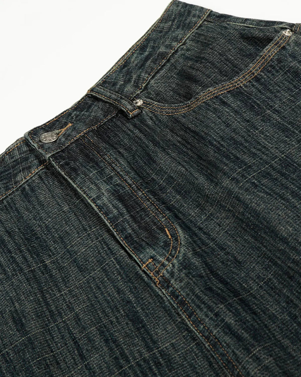 Flation Flation Streetwear cinch back bamboo weave jeans, showing the stylish pants with unique texture and modern fit.