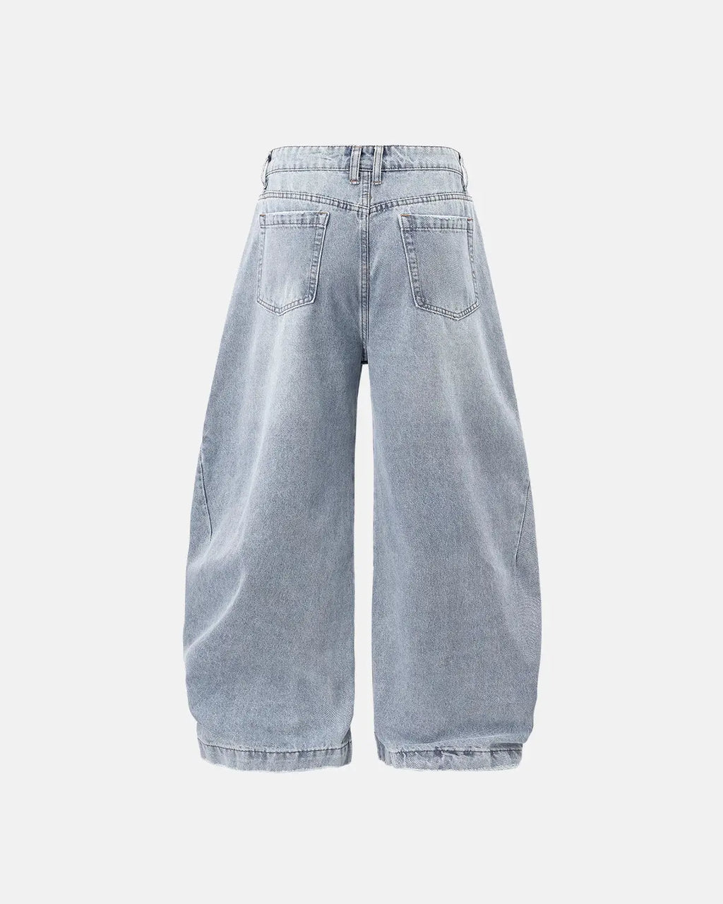 Flation acid washed distressed barrel jeans, stylish streetwear pants with a faded, worn-in look and distressed detailing.