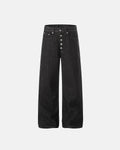 Raw Buttons Up Baggy Jeans by Inflation Streetwear featuring a relaxed fit, distressed details, and raw button accents.