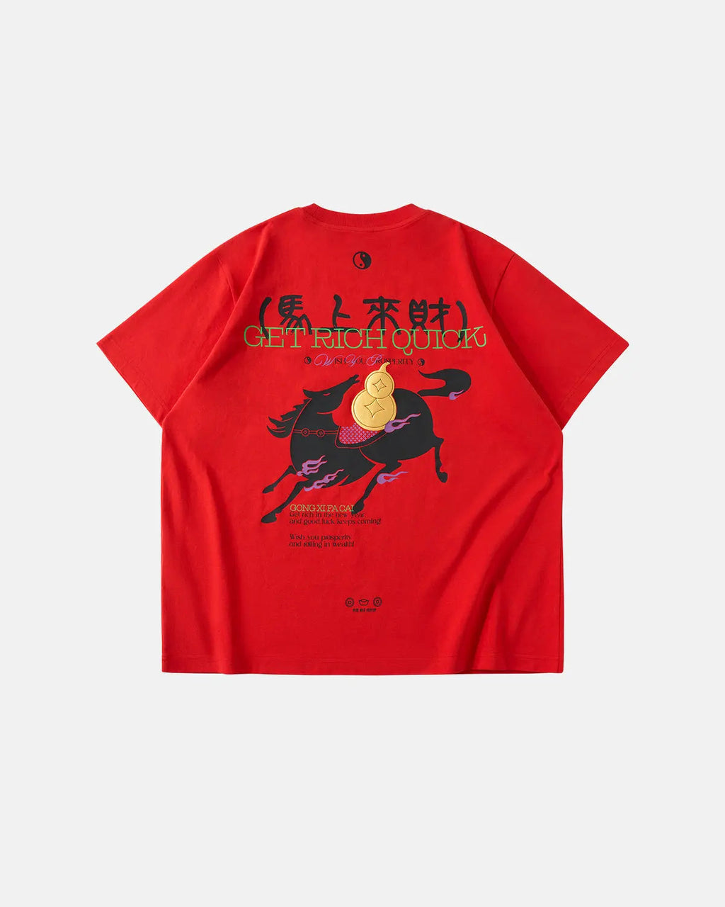 Inflation Streetwear Fortune Incoming T-shirt featuring bold graphic and text design in black and white.