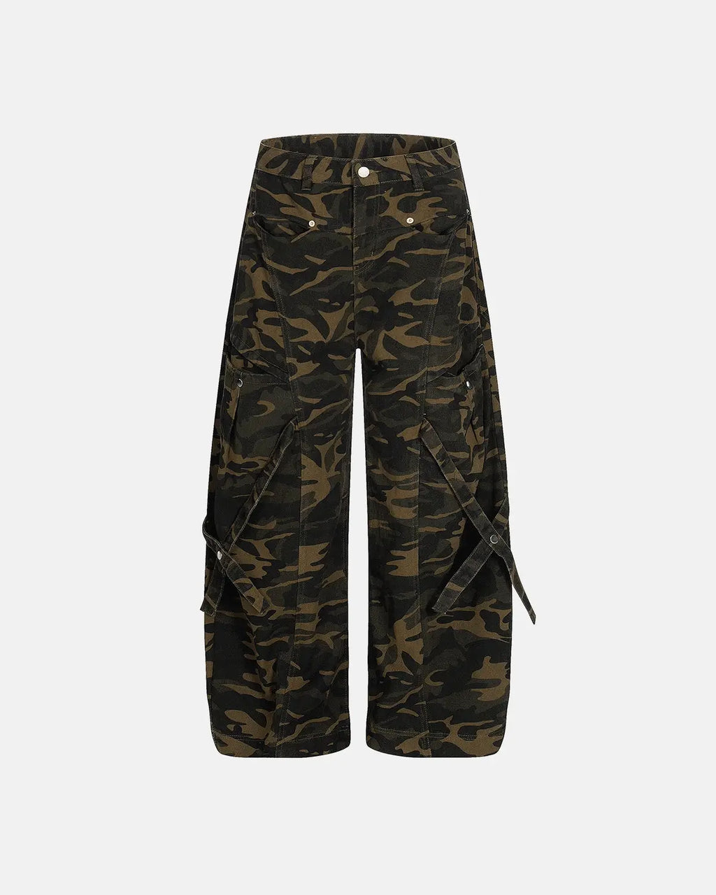 Inflation Multi-Pockets Barrel Camouflage Cargo Pants with multiple pockets and rugged design, perfect for streetwear fashion.