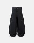 Leopard patchwork barrel jeans by Flation Streetwear featuring bold leopard print and relaxed fit style.
